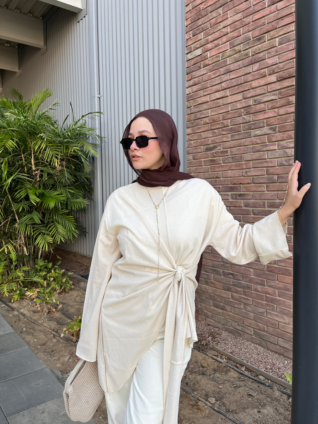 Wrapped “Cinder” blouse in crème