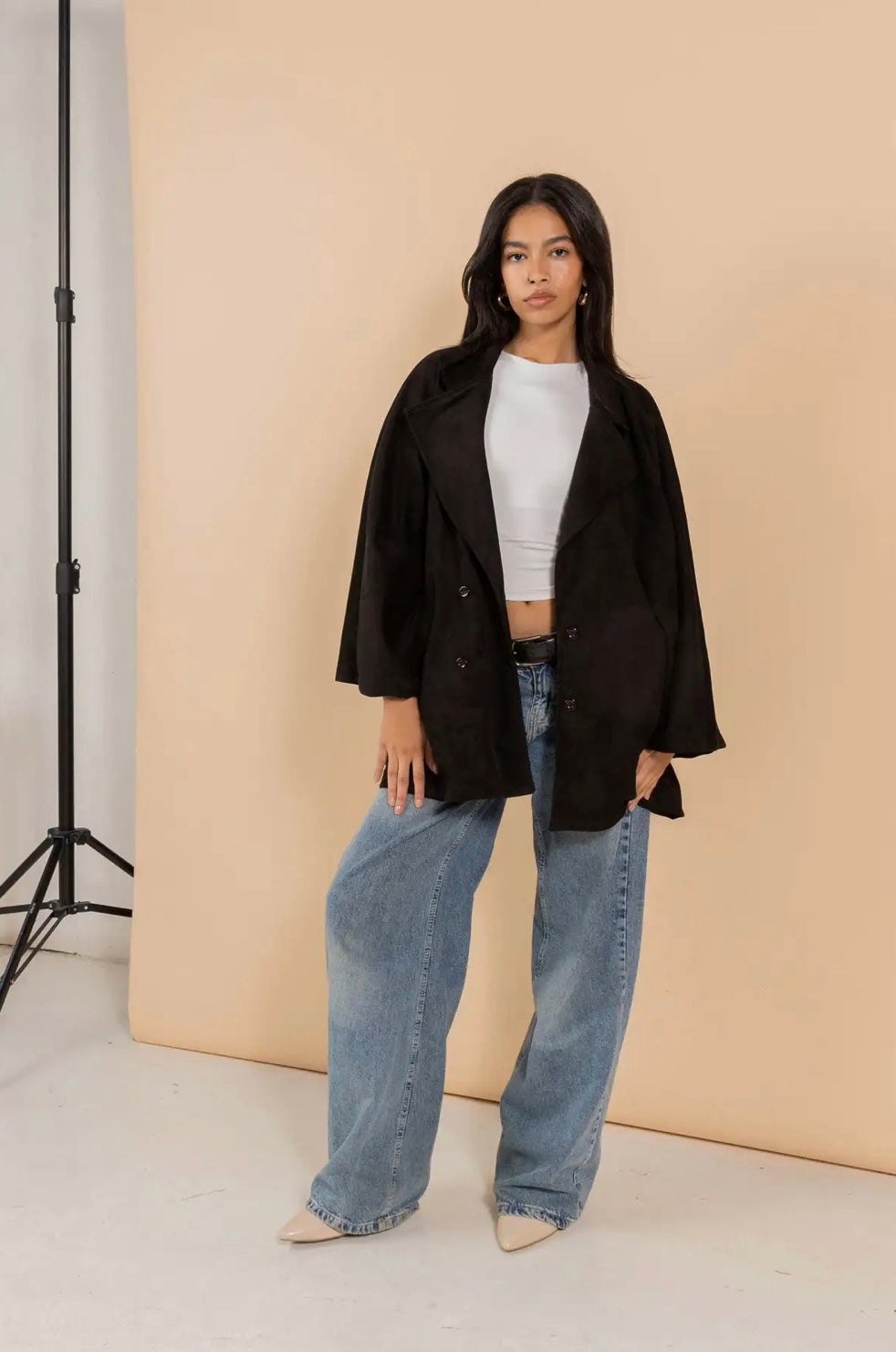 Suede jacket urban elegance in black