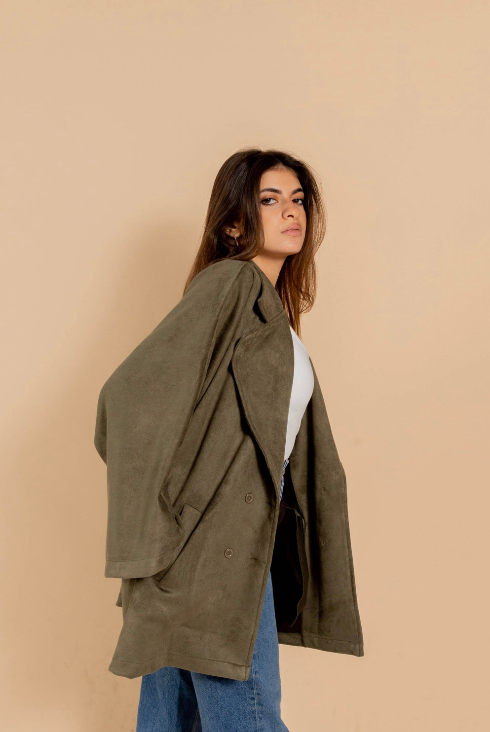 Suede jacket urban elegance in olive