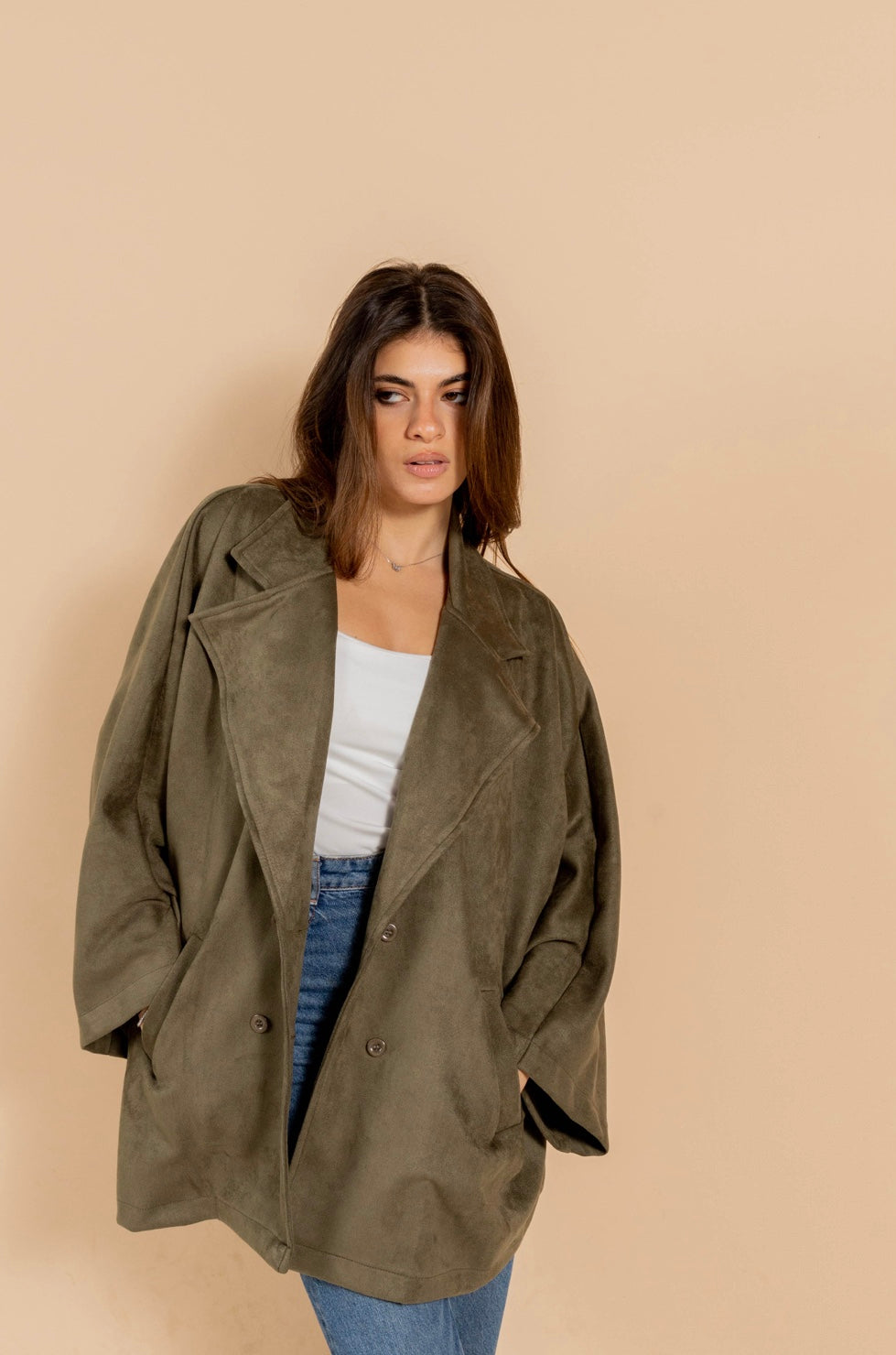 Suede jacket urban elegance in olive