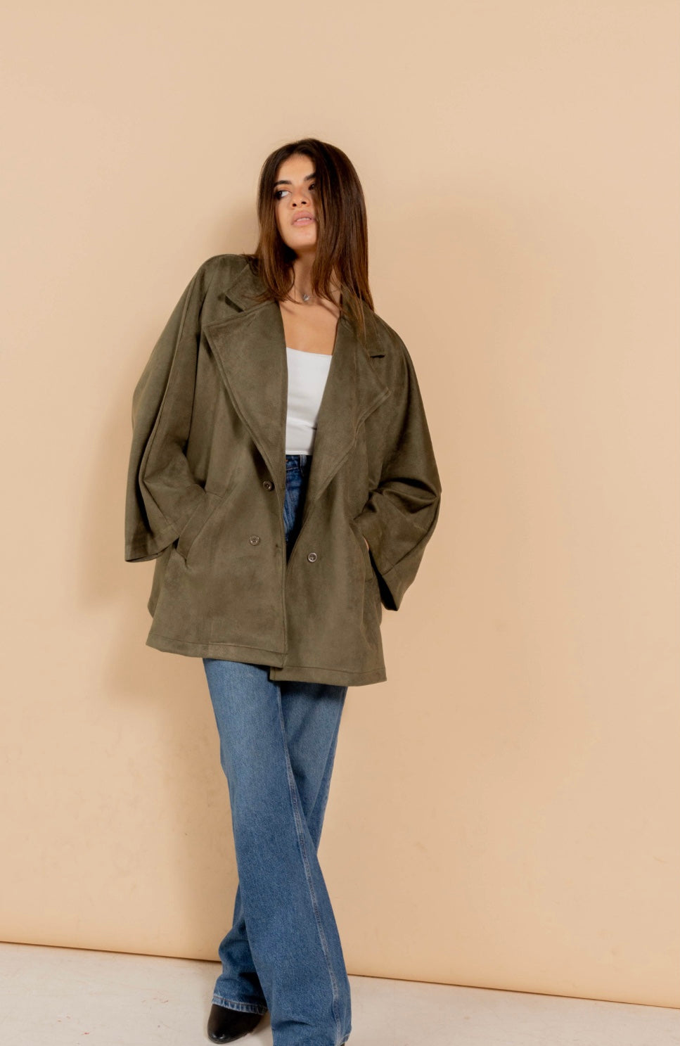 Suede jacket urban elegance in olive