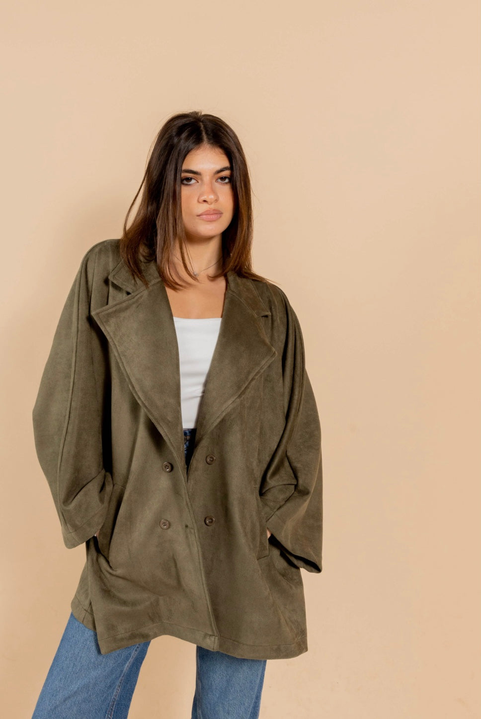 Suede jacket urban elegance in olive